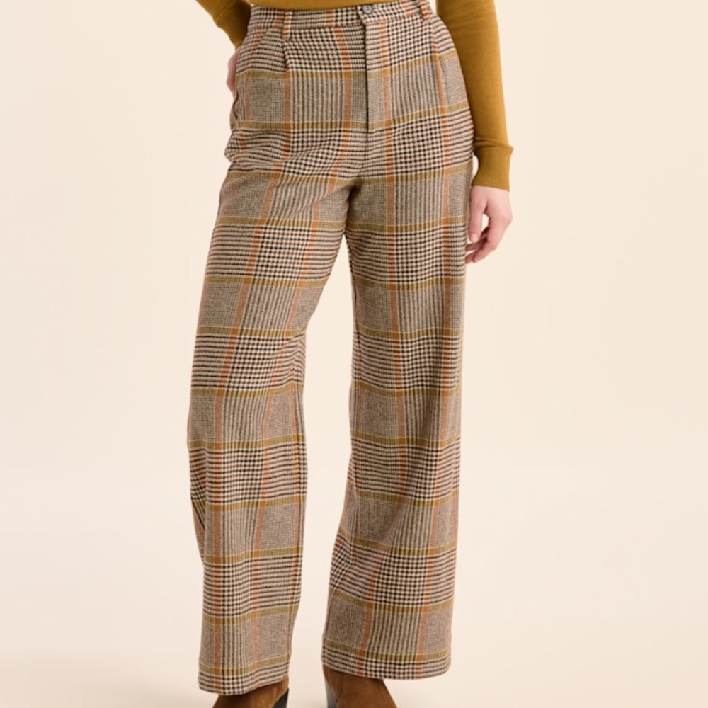 Pendleton Tan and Brown Plaid Wide Leg Pants